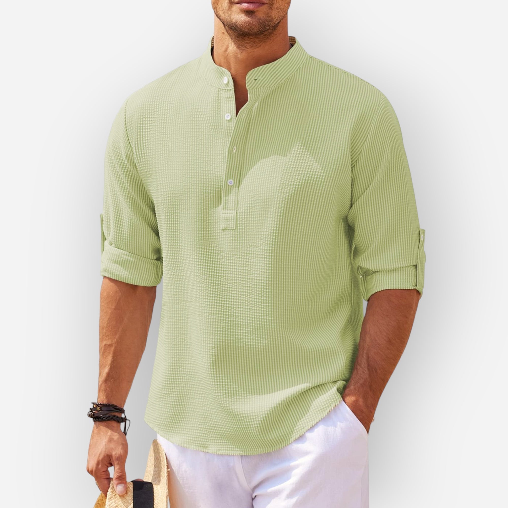 Ausmen | Stylish Ruffled Linen Shirt