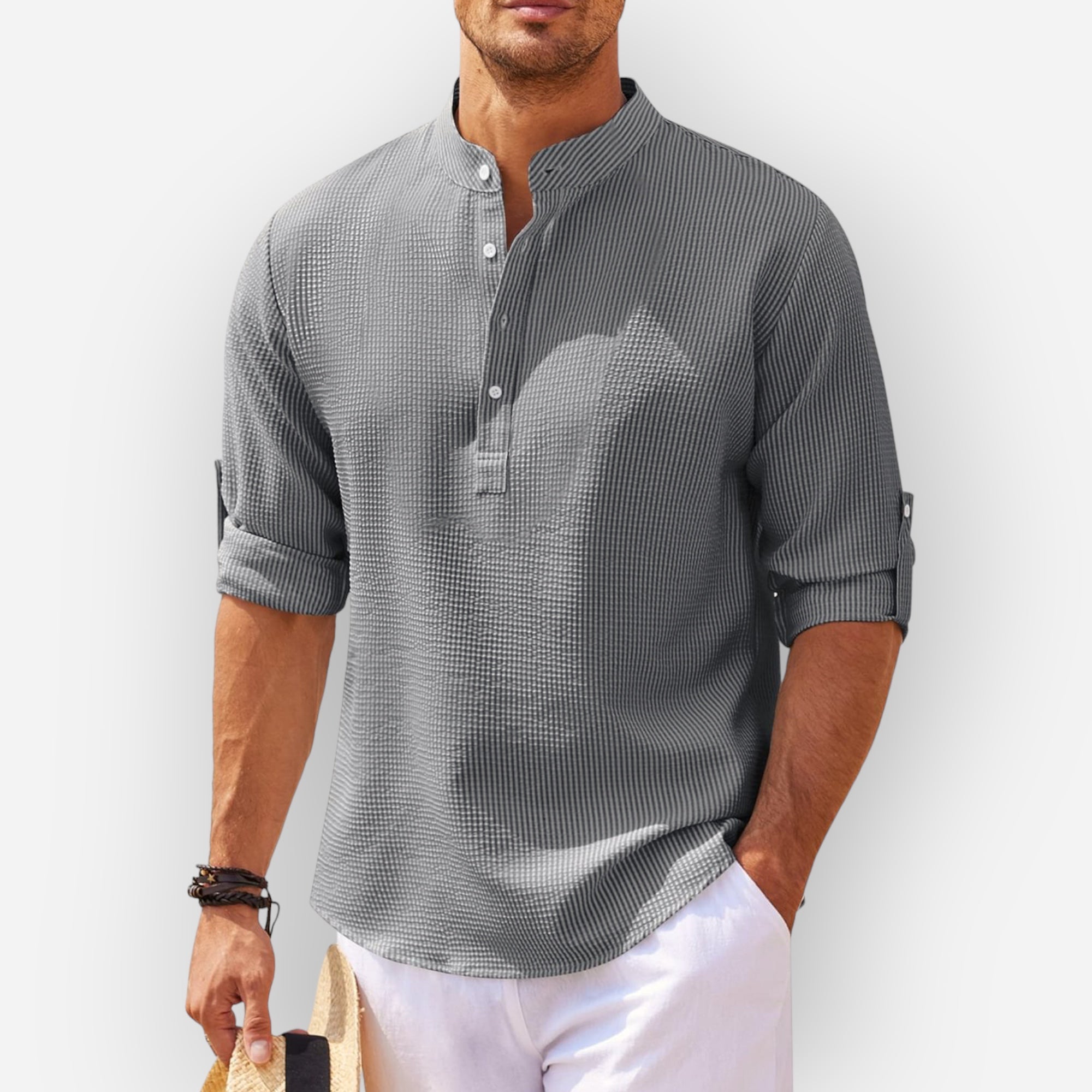 Ausmen | Stylish Ruffled Linen Shirt