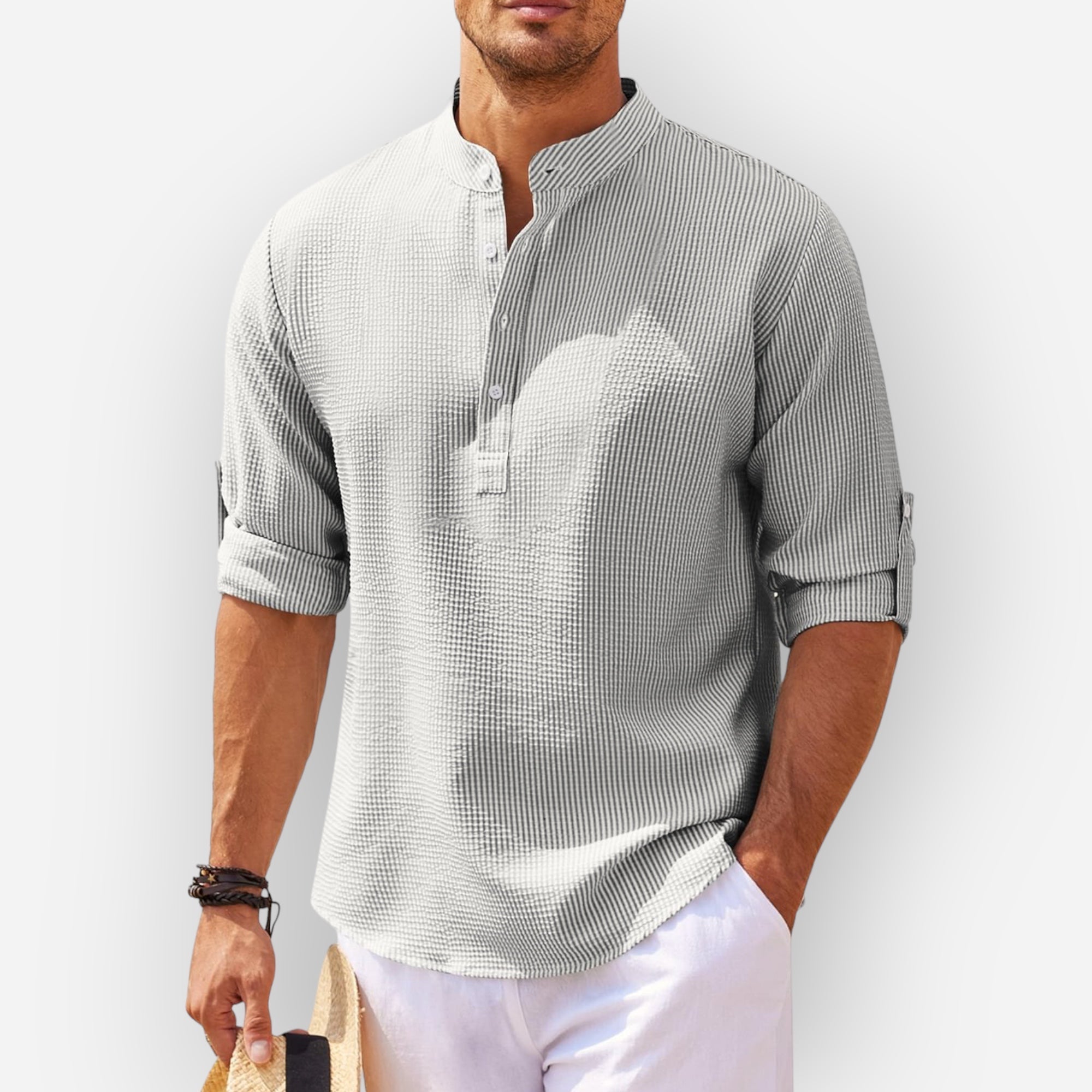 Ausmen | Stylish Ruffled Linen Shirt