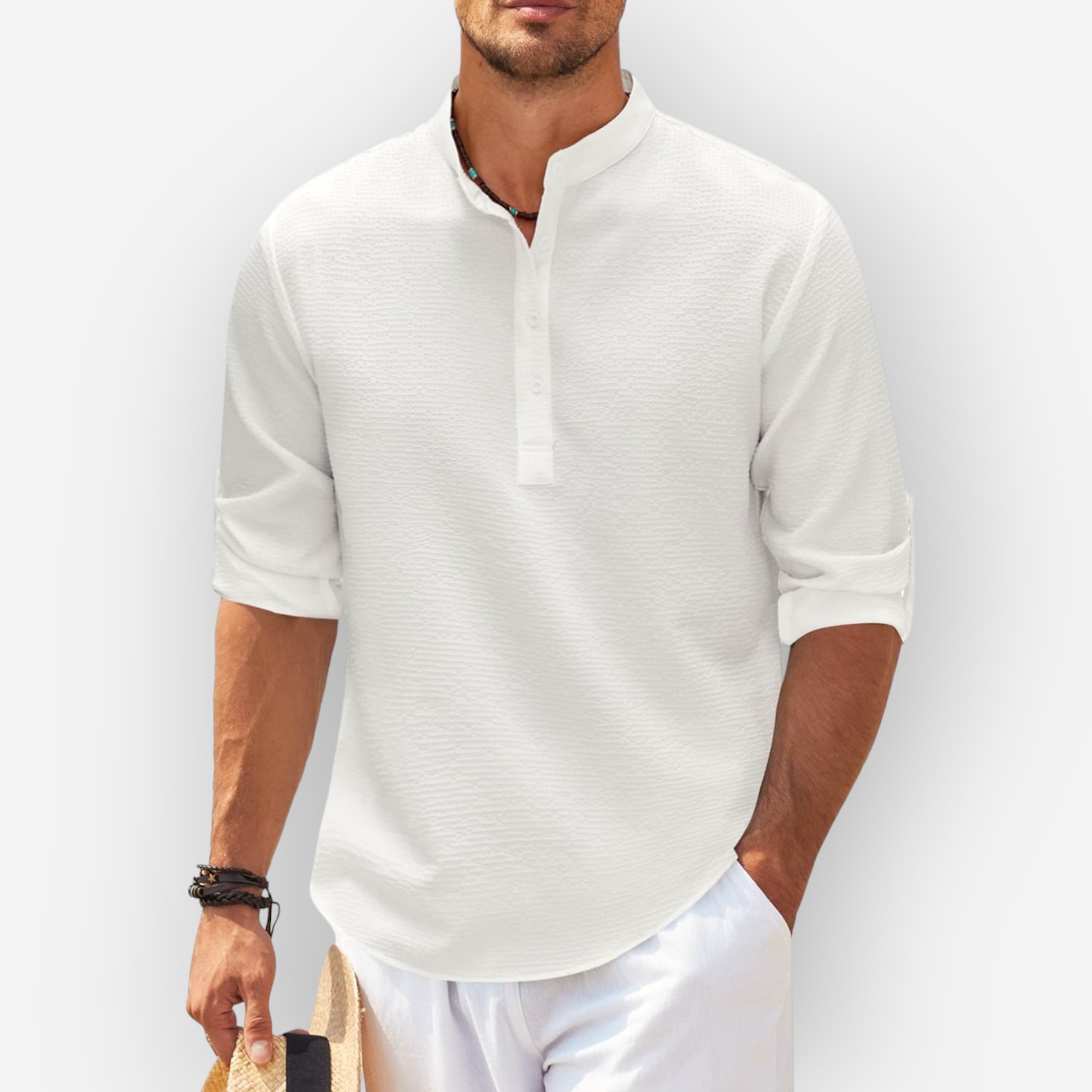 Ausmen | Stylish Ruffled Linen Shirt