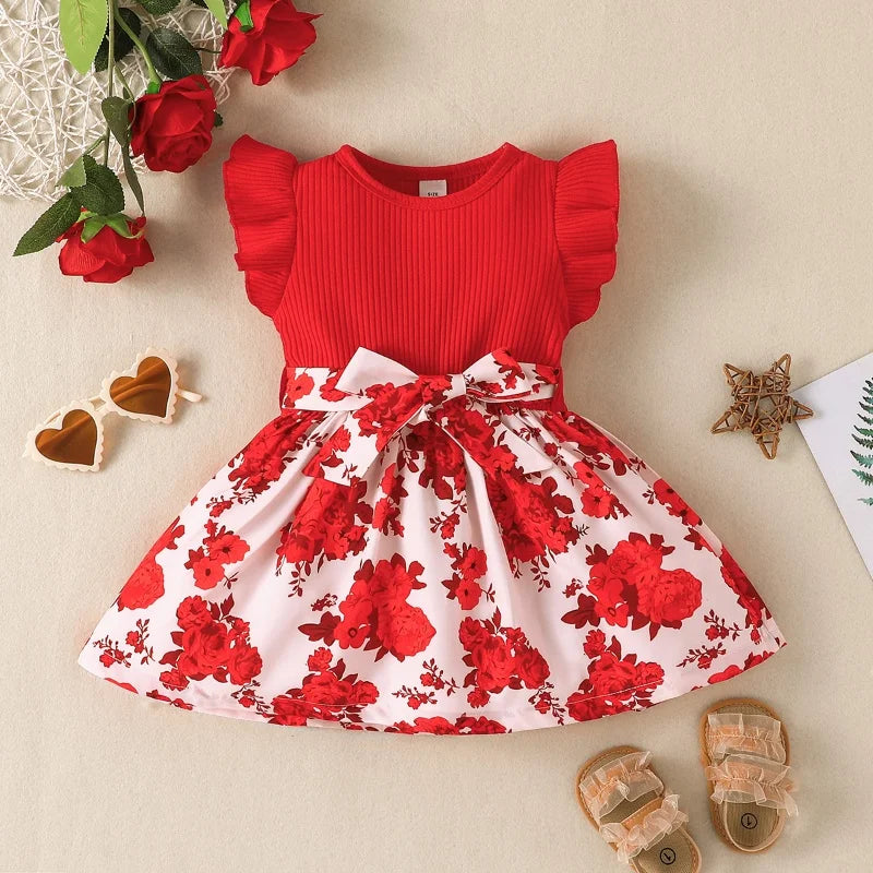 Butterfly Sleeve Floral Princess Dress