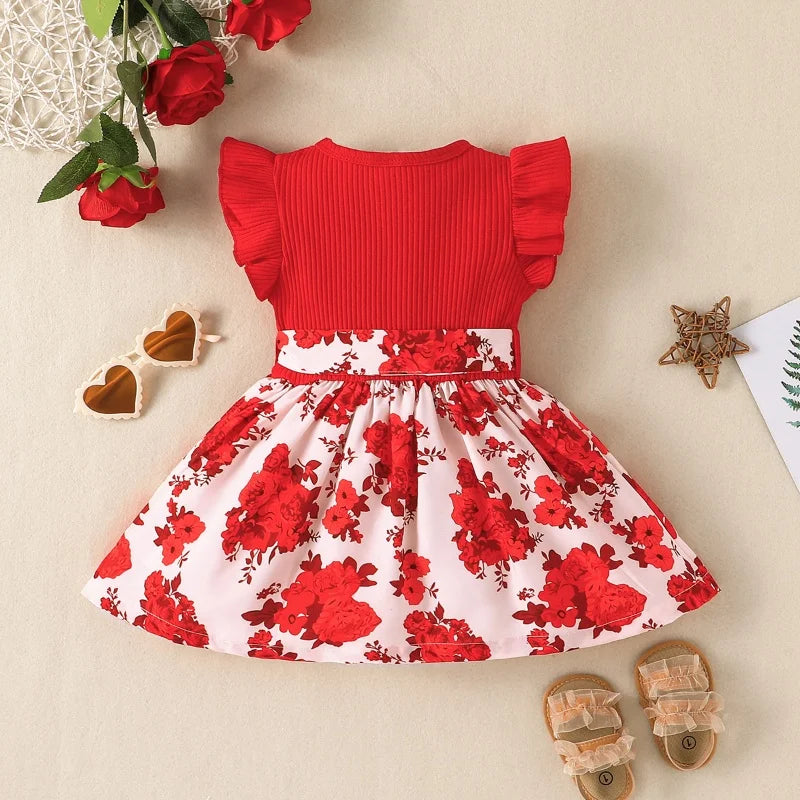 Butterfly Sleeve Floral Princess Dress