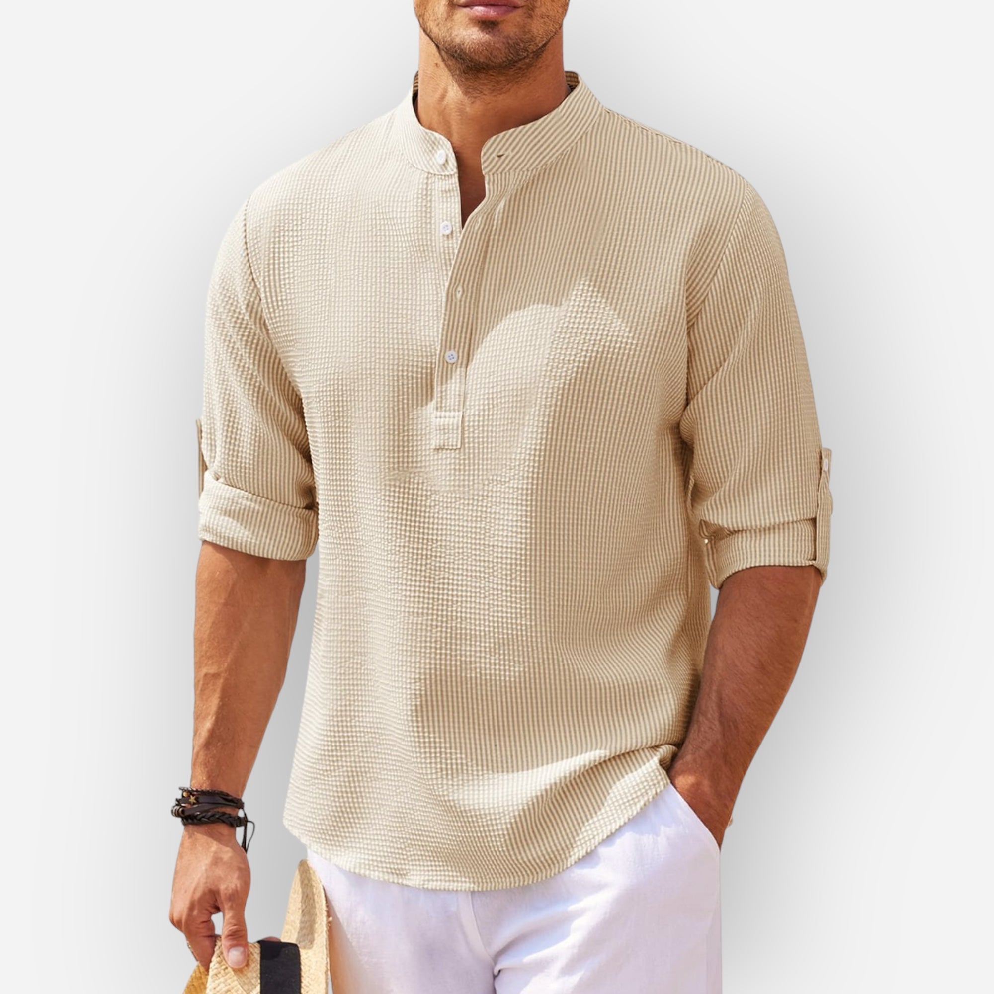 Ausmen | Stylish Ruffled Linen Shirt