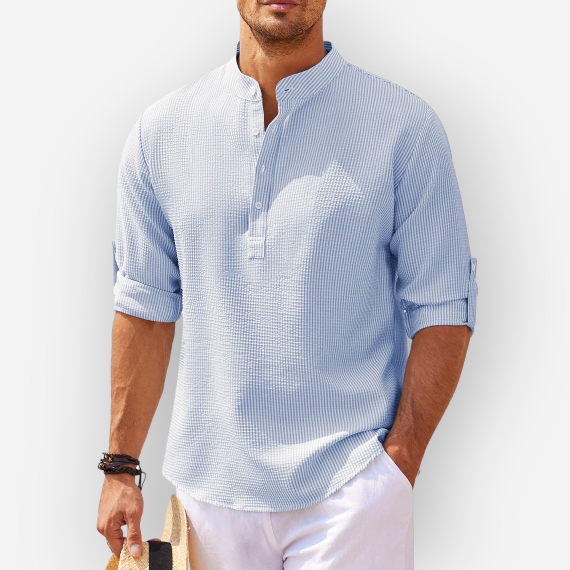 Ausmen | Stylish Ruffled Linen Shirt